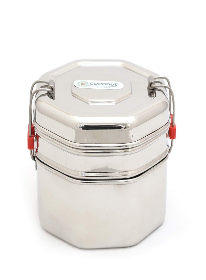 Coconut Stainless Steel Food Carrier Expo Double Lunch Box/Tiffen Box Medium - 1 Unit - Image 1